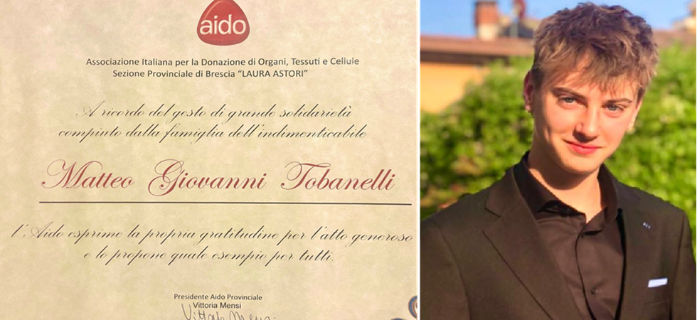 Morto a 16 anni in un terribile incidente, donati gli organi