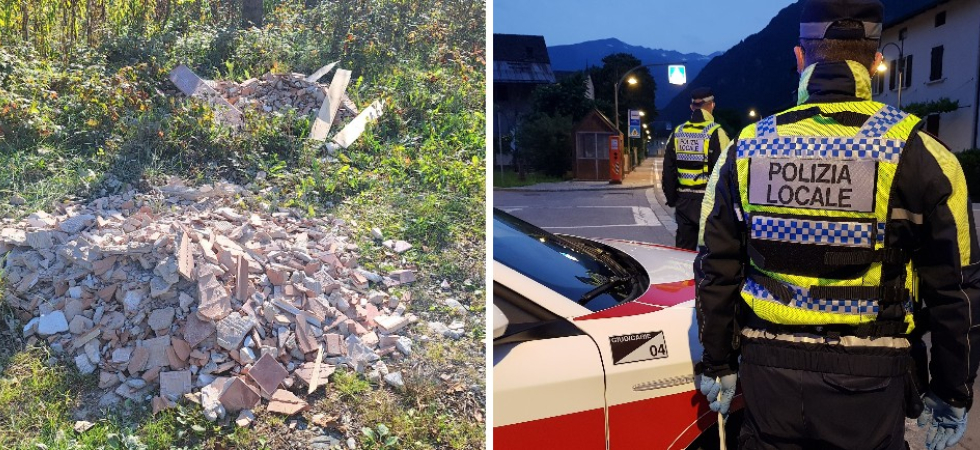Getta mucchi di calcinacci e rifiuti edili lungo la ciclabile ma viene incastrato dalle telecamere: maxi multa da 6.500 euro