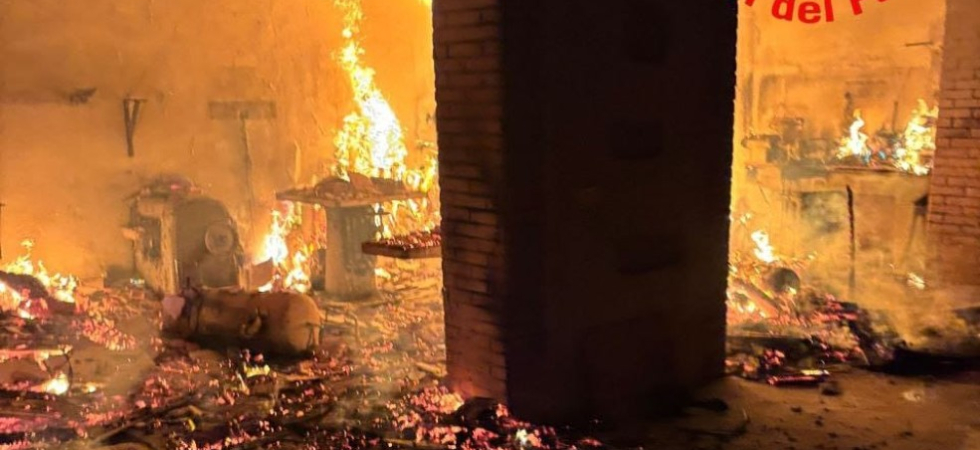 Fiamme e fumo, furioso incendio nel deposito di una falegnameria: vigili del fuoco in azione, evacuate due persone e un cane