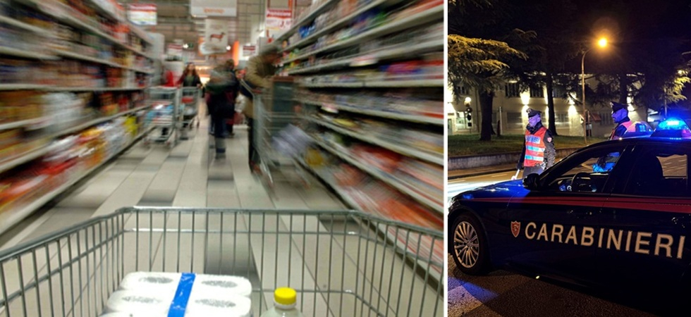 Ruba una borsa con generi alimentari da un supermercato spintonando una dipendente: denunciato un 38enne