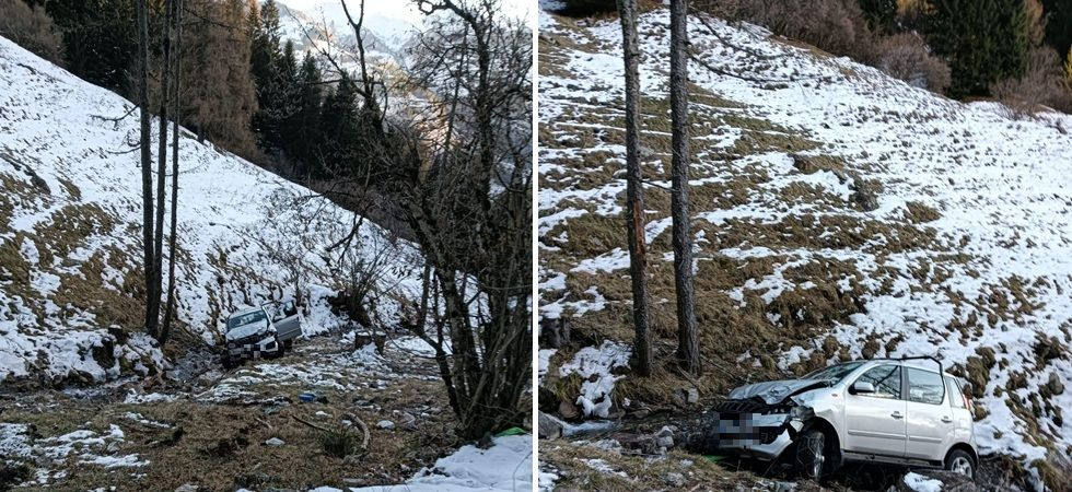 Tragedia sfiorata sulla forestale innevata: precipita per decine di metri con il fuoristrada lungo un pendio e finisce in un