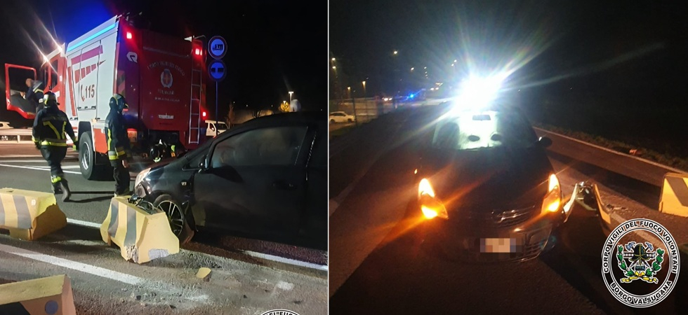 Auto si schianta contro le barriere in cemento, momenti di paura: è l'ennesimo incidente nello stesso tratto di strada