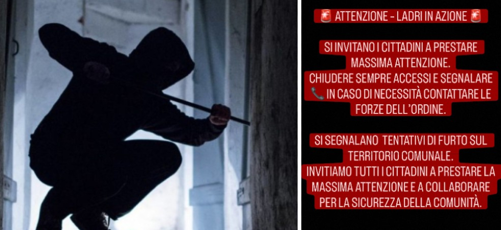 "Ladri in azione: segnalati tentativi di furti", l'allarme del Comune
