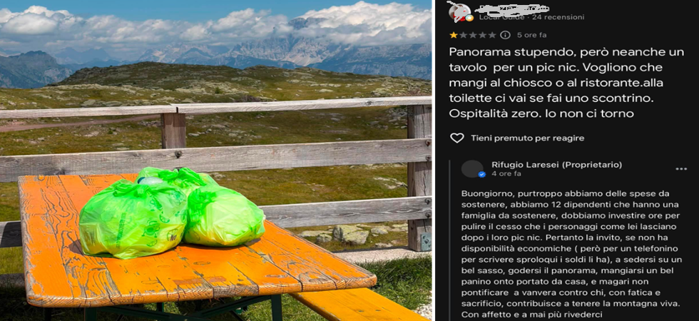 Niente pic nic e alla toilette solo con scontrino'', rifugio criticato