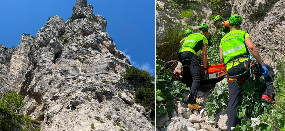 Precipita per una decina di metri mentre arrampica e sbatte violentemente contro la roccia