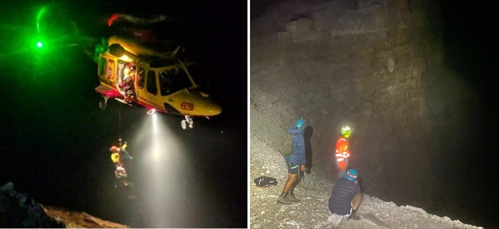 In ritardo di ore restano bloccati in ferrata nella notte, a quota 2.900