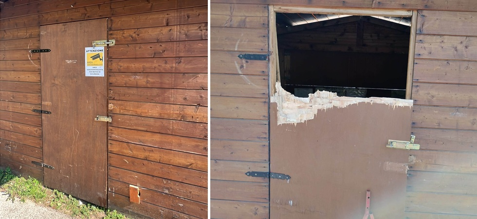 Vandali in azione: distruggono la porta del "Ciclopoint" di Anffas