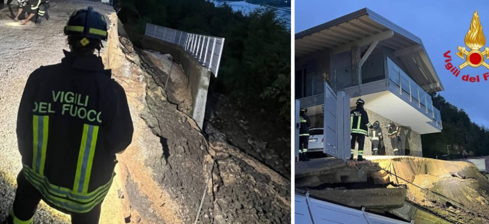 Il boato e poi lo smottamento, crolla il muro di cinta di una casa e la roccia si riversa sulla via sottostante