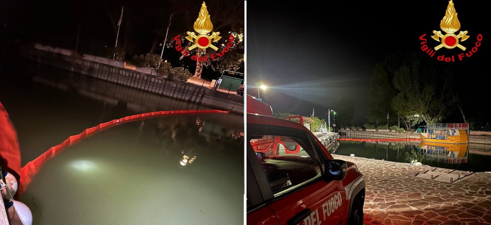 Un natante perde gasolio nel Garda, notte di lavoro per i vigili del fuoco per salvare le acque