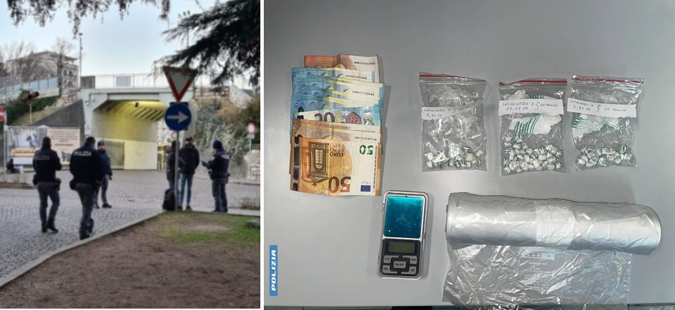 Sorpreso sotto un ponte mentre confeziona la droga: arrestato un 33enne