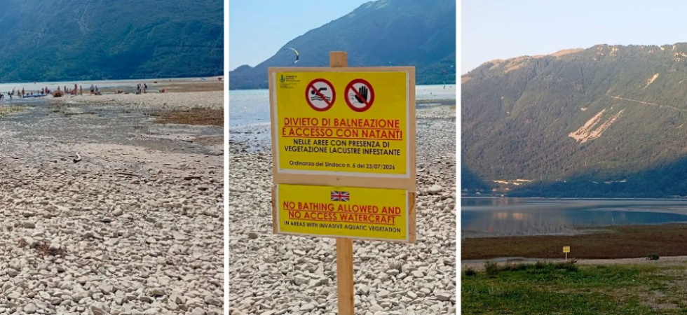 Il lago è sempre più a secco ed esplode anche l'invasione di alghe infestanti