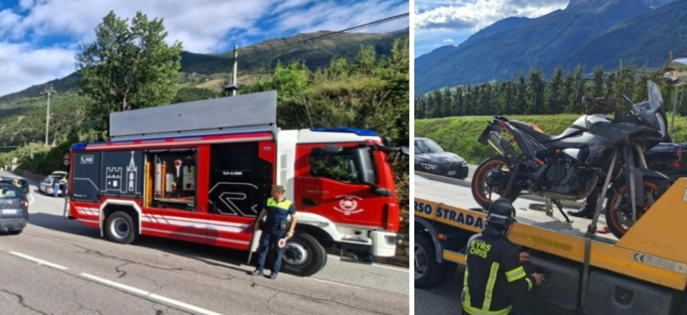 Violento frontale moto-auto in paese, in azione i soccorsi: centauro in ospedale