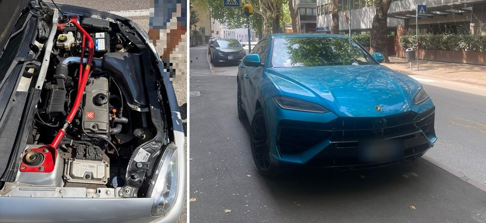 La Lamborghini Urus parcheggiata sul marciapiede impedisce il passaggio delle carrozzine