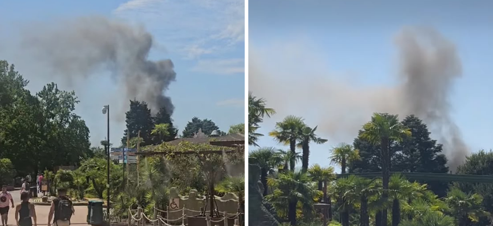 Alta nube di fumo nel cielo sopra Gardaland: allarme incendio nel parco divertimenti