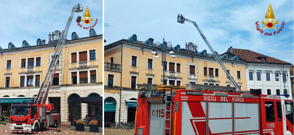 Pioggia e vento fanno saltare le coperture dei palazzi del centro