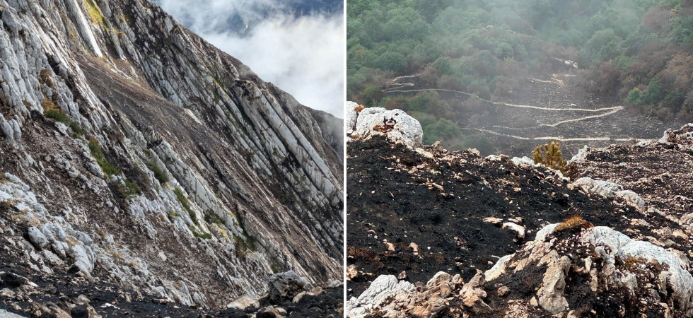 L'incendio ha divorato le radici delle piante che davano stabilità al versante della montagna