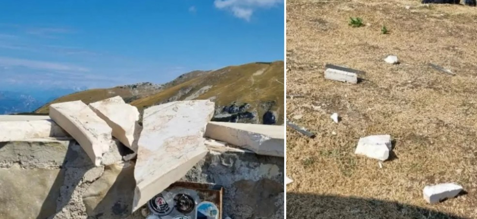 Vandali all’osservatorio in montagna, lastre di marmo divelte e gettate nel canalone