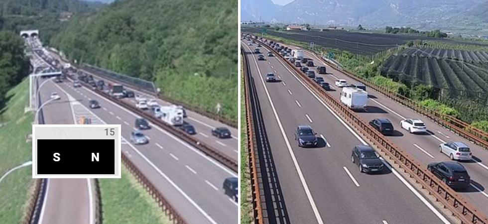Ferragosto da bollino nero sull'A22: esodo verso il lago di Garda