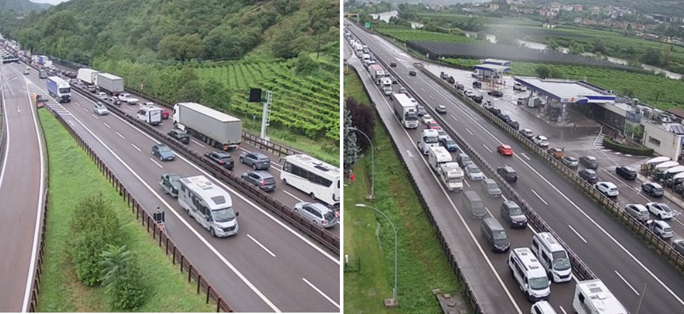 Giornata da incubo sull'A22 per chi viaggia verso il Garda: code e rallentamenti per oltre 150 chilometri