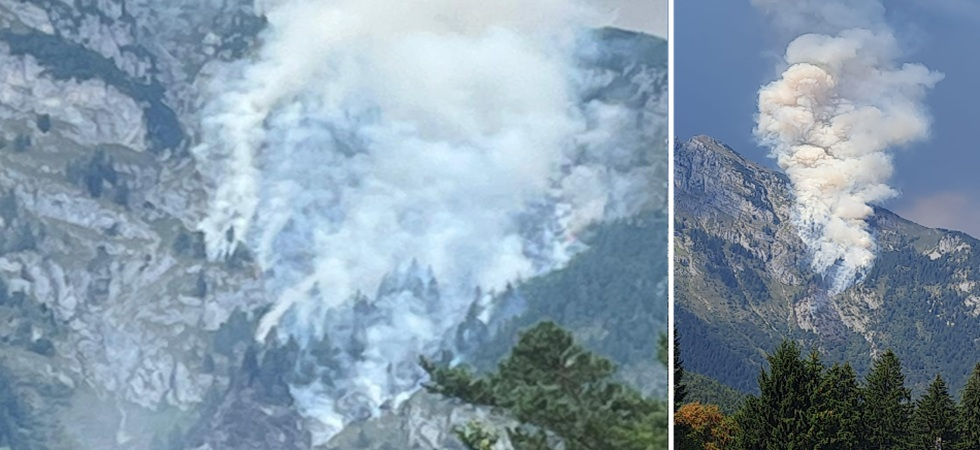 Cade il fulmine, dopo 15 giorni non si ferma l’incendio: fiamme e fumo dal bosco