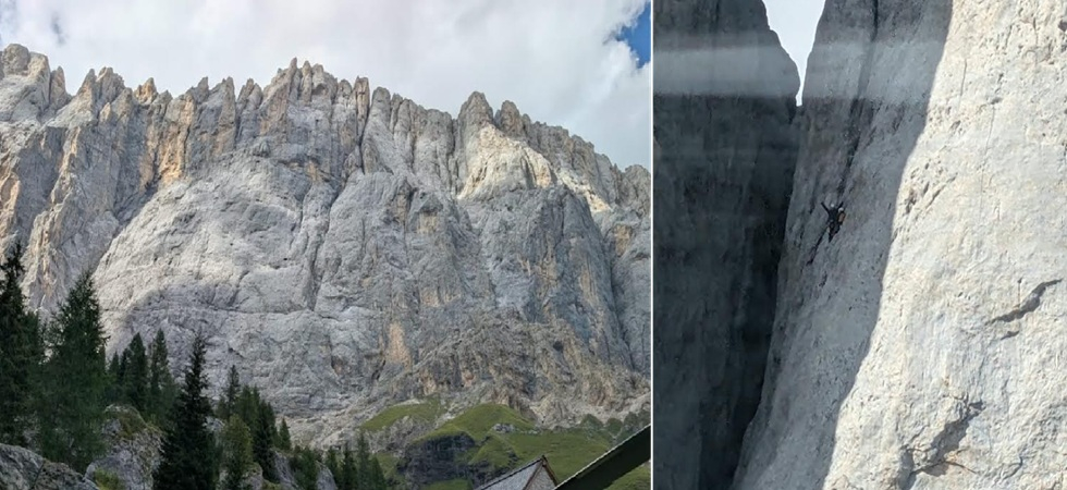 Paura in Marmolada, perde l’appiglio durante la scalata e vola per 10 metri sbattendo poi contro la roccia