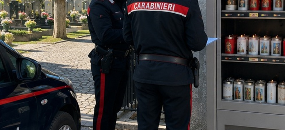 Raid al cimitero: forza il distributore delle candele e ruba l’incasso