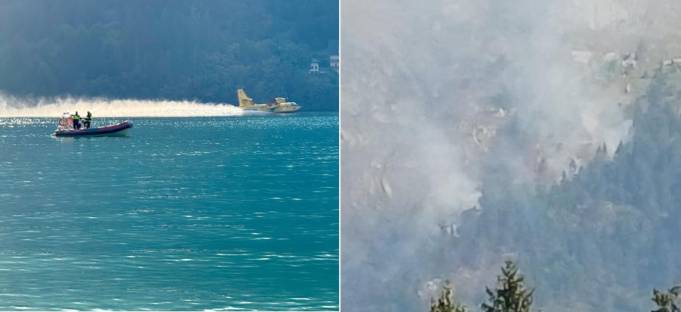 L'incendio di Spormaggiore, il vento potrebbe far ripartire il rogo