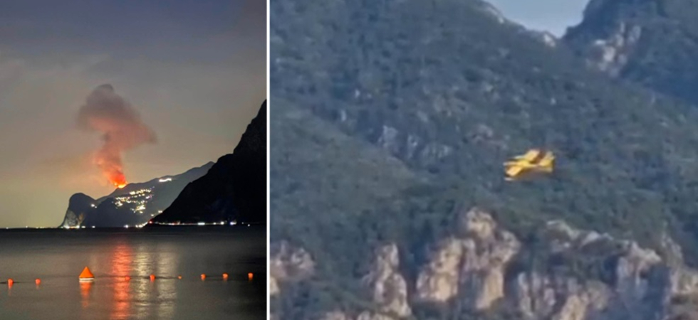 Devastante incendio sul Garda (VIDEO e FOTO), spola dei Canadair dal lago alla montagna per contenere la furia delle fiamme