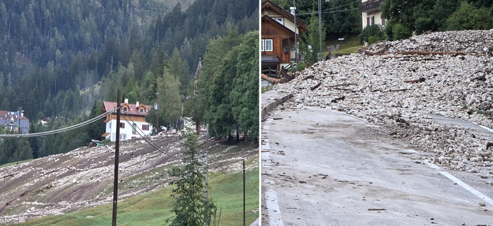 Il boato e la colata di detriti travolge la strada: momenti di paura, i sassi nei giardini delle case