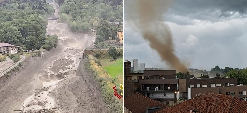 A sinistra il ponte di Rino, a destra il fenomeno vorticoso sviluppatosi nella periferia nord di Torino A sinistra il ponte di Rino, a destra il fenomeno vorticoso sviluppatosi nella periferia nord di Torino