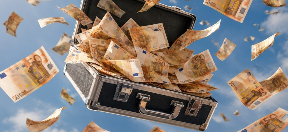 Foto generata da IA Trova una valigetta con 4mila euro e lancia le banconote in strada