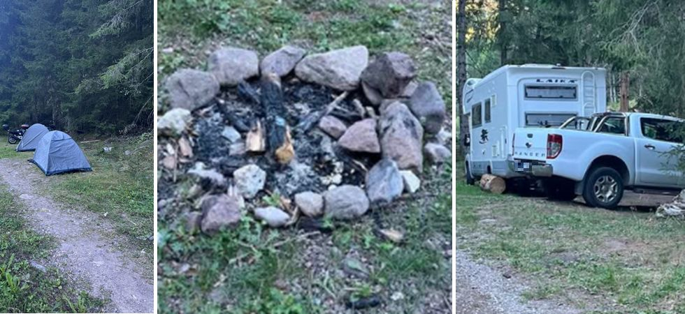 Campeggiatori abusivi accendono un fuoco nel bosco