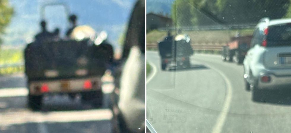 Follia sulla Provinciale: in tre sul trattore, che si lancia in un sorpasso in curva e con la linea continua