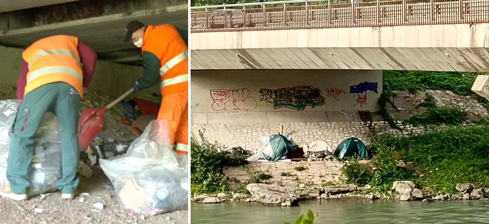 Sgomberato l'accampamento abusivo sotto il ponte sull'Adige: le tende sono state rimosse e la zona ripulita