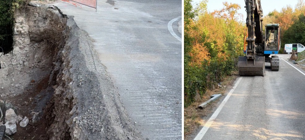 Cede improvvisamente la carreggiata, scatta l'intervento di ripristino e strada chiusa al traffico