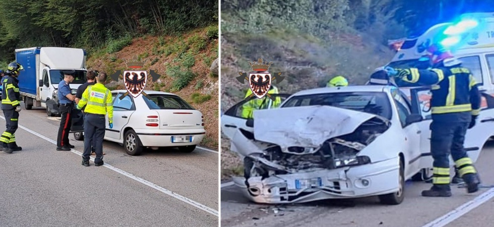 Violento frontale auto - furgone lungo la Gardesana: due persone trasportate in ospedale