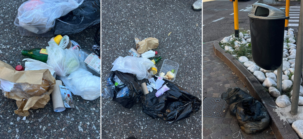 Abbandona sacchi neri pieni di rifiuti accanto a un cestino per strada: "L'ho fatto altre volte"