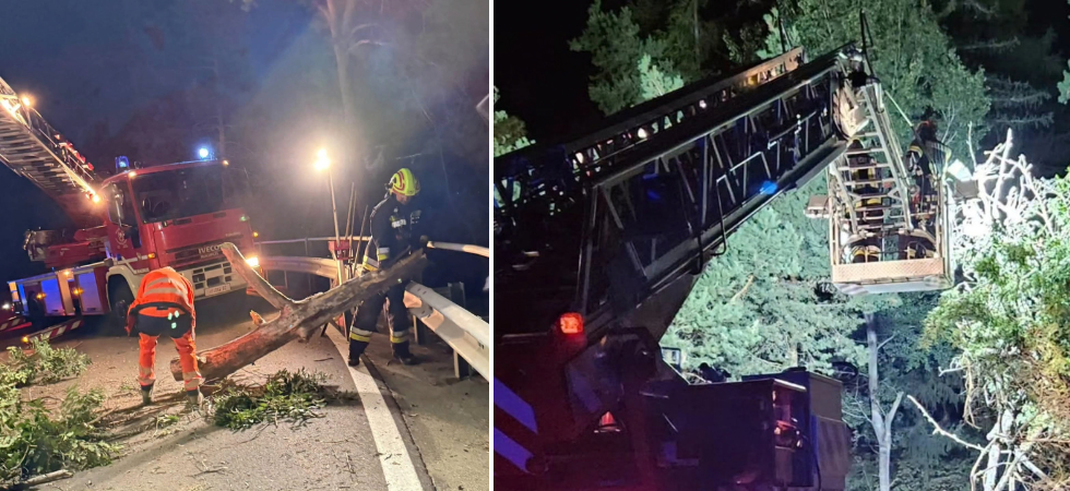 Foto Freiwillige Feuerwehr Brixen / Vigili del Fuoco Volontari Bressanone Rami e alberi cadono sulla carreggiata: strada bloccata
