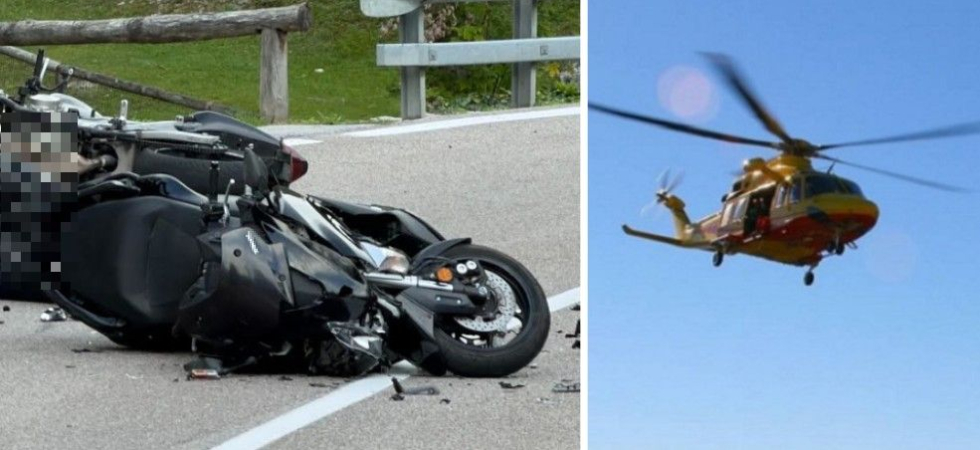 Violento scontro tra due moto sulla statale, in azione i soccorsi: due feriti ed elicottero sul posto