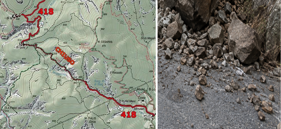 Prima il boato poi la frana che si riversa sulla strada