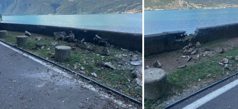 Scarica di sassi dal versante sulla ciclopedonale, in azione i vigili del fuoco e i tecnici: scatta la chiusura del tratto