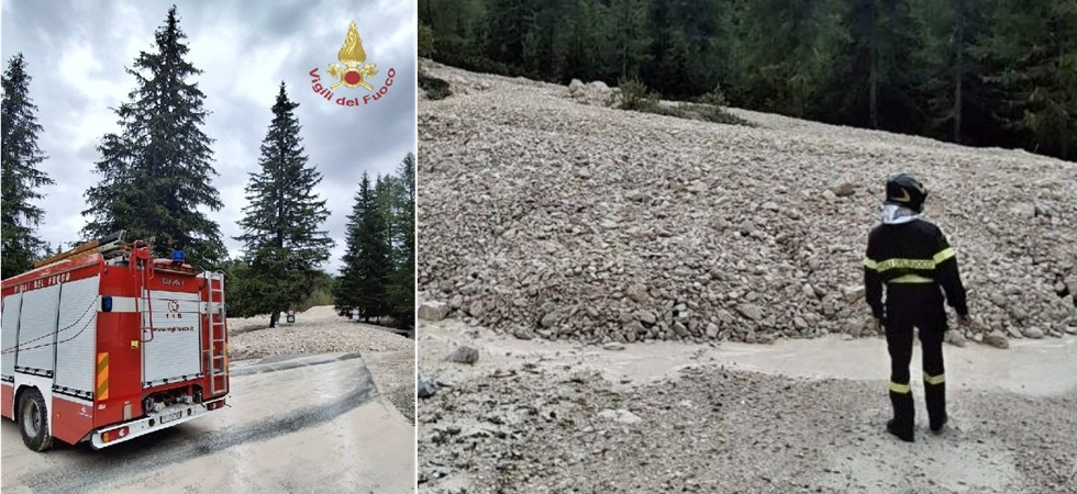 Il forte boato e poi la frana che travolge parcheggio e strada