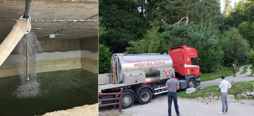 Due intere frazioni rischiano di rimanere senza acqua: rotture alla rete idrica, intervengono i vigili del fuoco