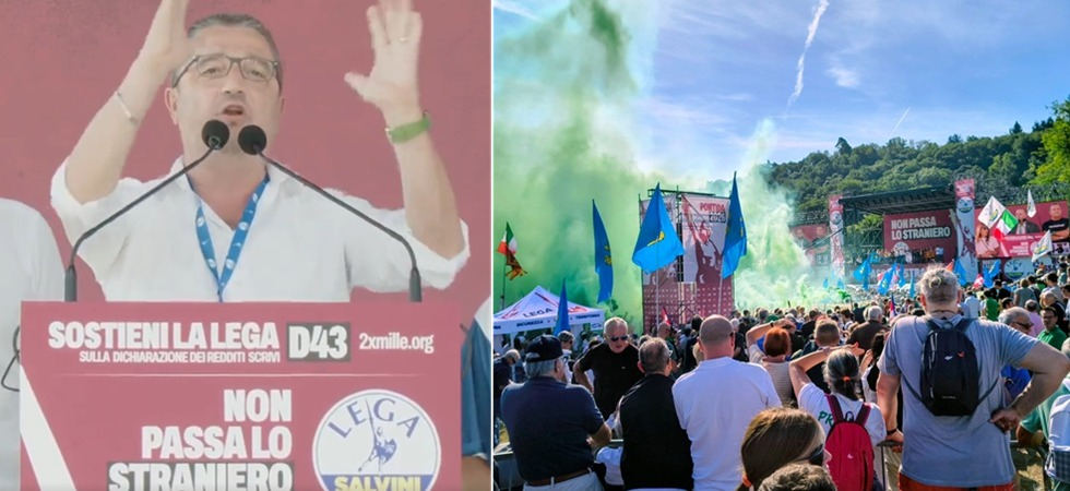 Fugatti carico a mille sul palco di Pontida: La Lega è autogoverno, autonomia, federalismo