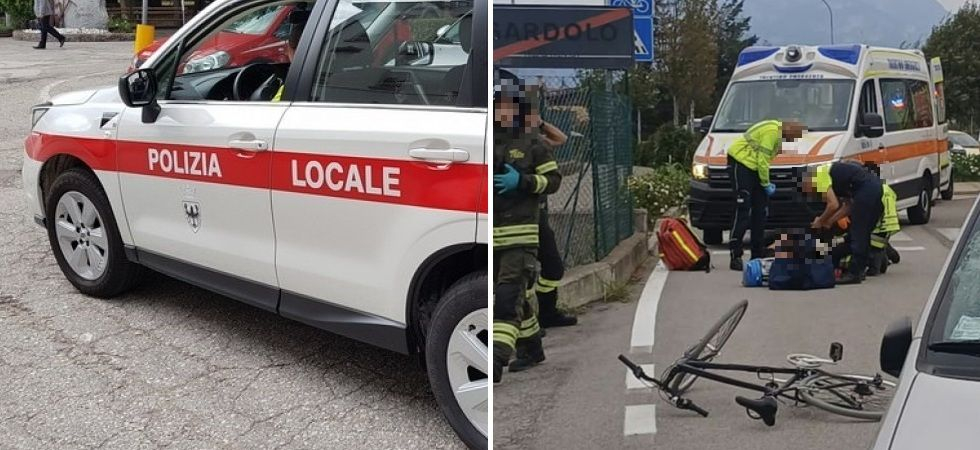 Ciclista rovina sull'asfalto dopo un violento scontro con un'auto: un 41enne trasportato in ospedale