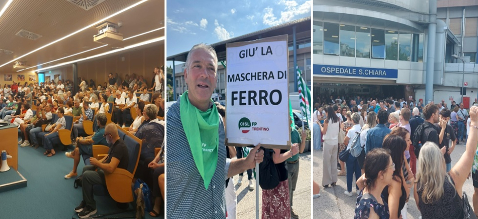 Sanità trentina, la protesta esplode al Santa Chiara: in 300 in piazza contro disservizi, tilt informatici e aggressioni