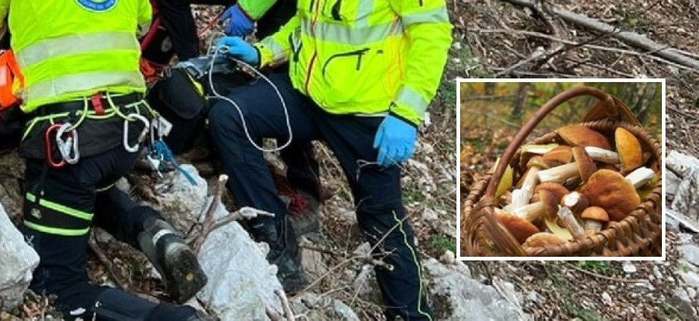 Cercatore di funghi scivola e cade nel bosco: un 75enne salvato dal Soccorso Alpino dopo un lungo intervento