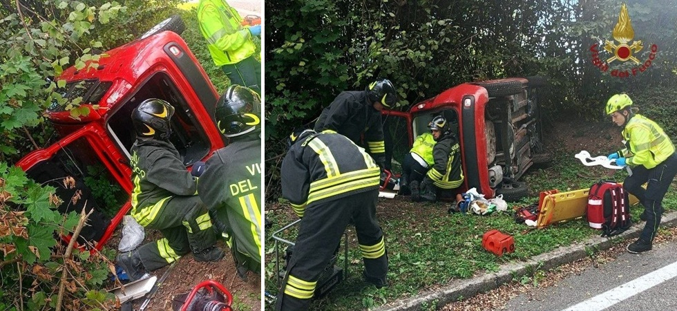 Ottantenne perde il controllo dell'auto che esce di strada e si ribalta