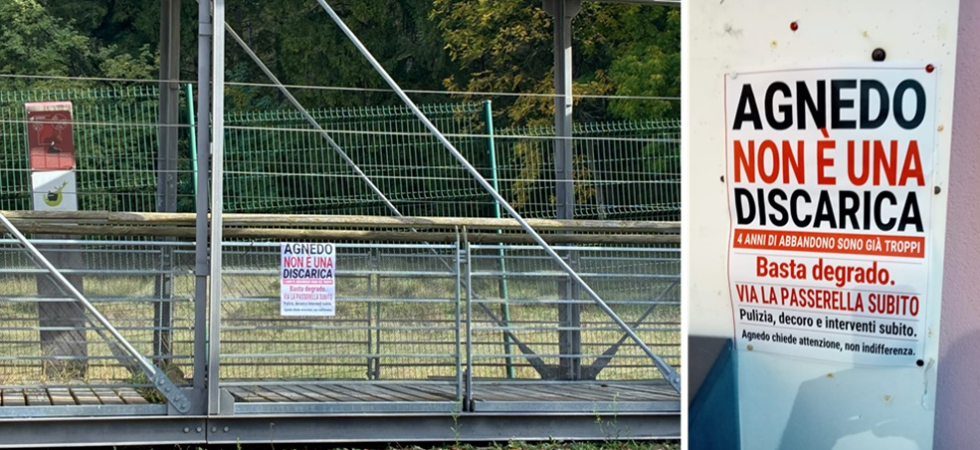 "Non è una discarica, basta degrado", la protesta per la passerella abbandonata da 4 anni all'oasi faunistica