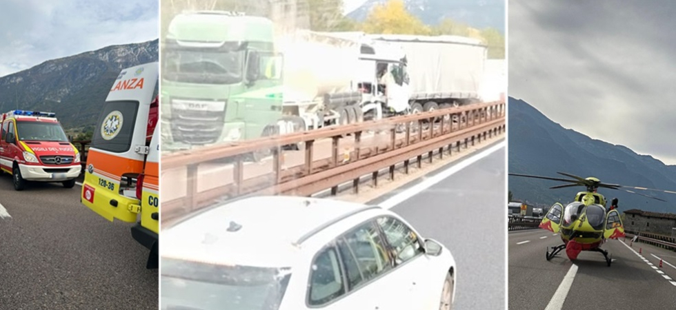 Terrificante incidente tra 4 mezzi pesanti in A22